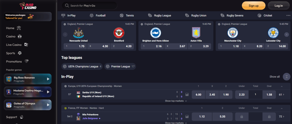 MadCasino bonus paris sportifs 2026